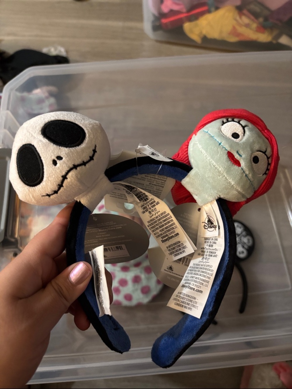 Disney Jack Skellington & Sally Plush Ear Headband - White, Black, Red, Blue